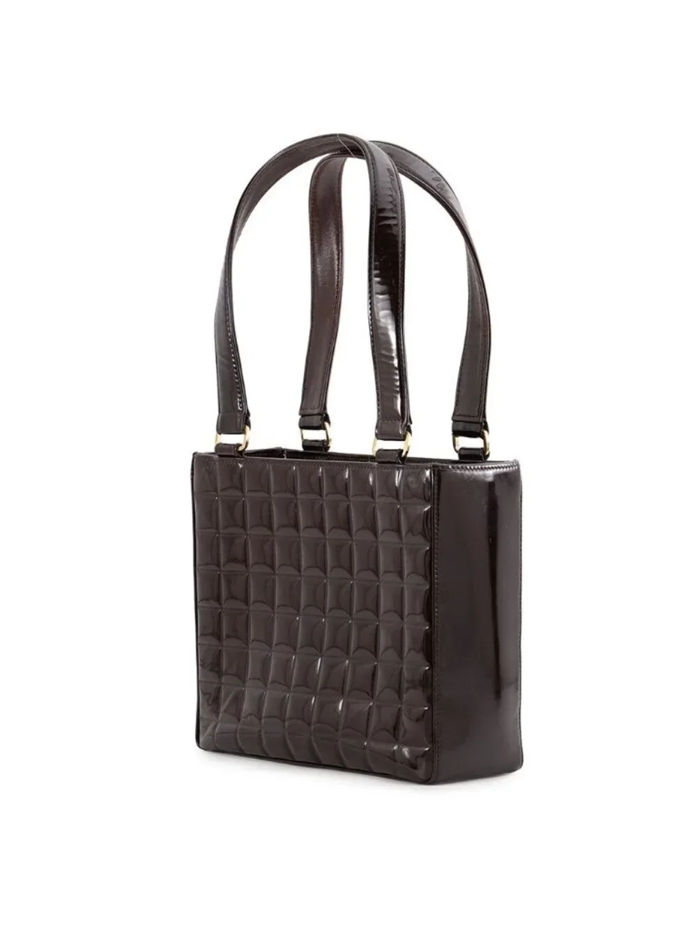 Chanel Tote CC Logo Choco Bar Patent